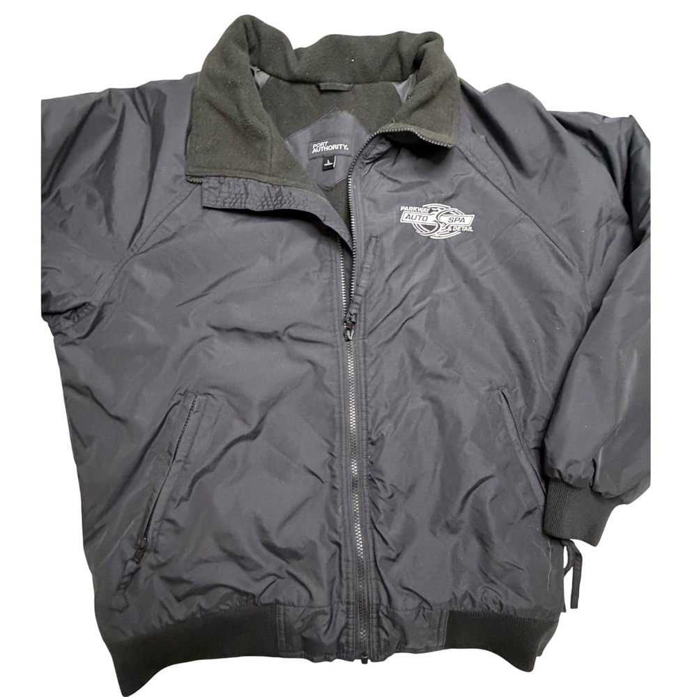 Port Authority Challenger Jacket Mens Large Black Fleece Lined Bomber Parkway